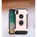 Wholesale iPhone Xr 6.1in 360 Rotating Ring Stand Hybrid Case with Metal Plate (Rose Gold)